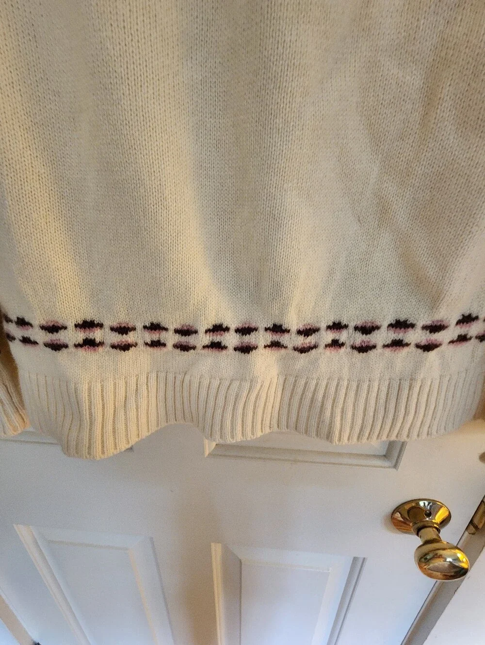 Kari Traa Sundve Fair Isle Wool Sweater Large Cream Pink&green  Apres Ski Winter